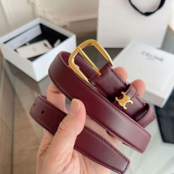 Top AAAAA Replica Celine Vivienne Medium Belt 25mm Natural Calfskin Burgundy Clone Cheap