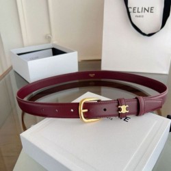 Top AAAAA Replica Celine Vivienne Medium Belt 25mm Natural Calfskin Burgundy Clone Cheap
