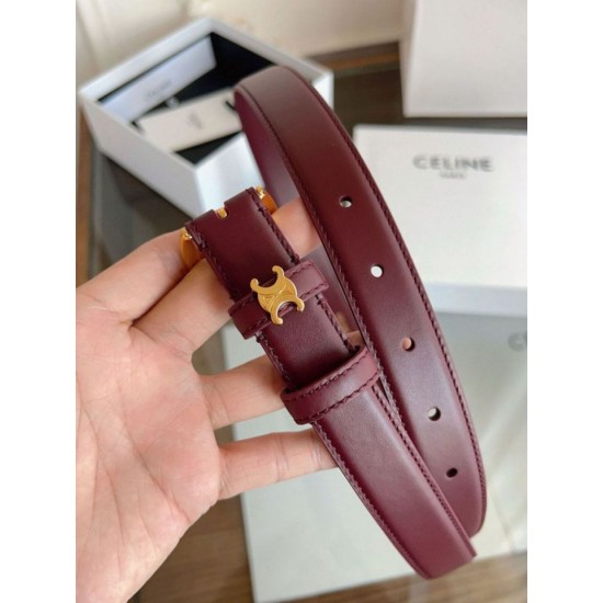 Top AAAAA Replica Celine Vivienne Medium Belt 25mm Natural Calfskin Burgundy Clone Cheap