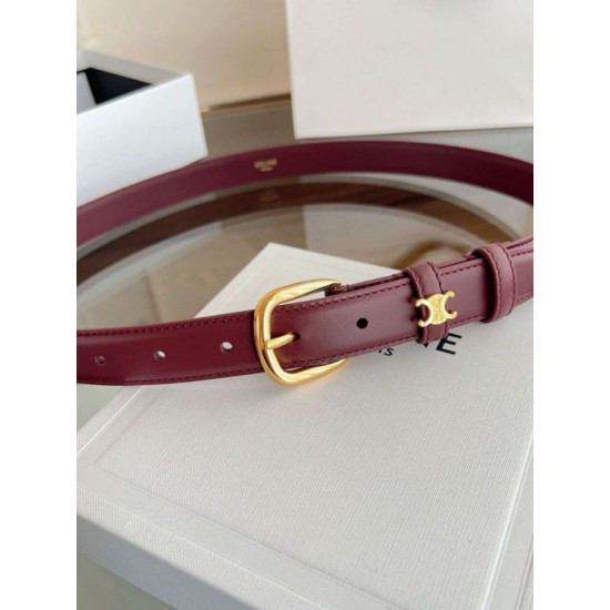 Top AAAAA Replica Celine Vivienne Medium Belt 25mm Natural Calfskin Burgundy Clone Cheap