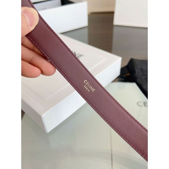 Top AAAAA Replica Celine Vivienne Medium Belt 25mm Natural Calfskin Burgundy Clone Cheap