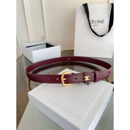 Top AAAAA Replica Celine Vivienne Medium Belt 25mm Natural Calfskin Burgundy Clone Cheap