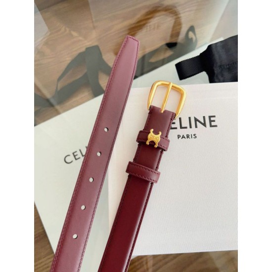 Top AAAAA Replica Celine Vivienne Medium Belt 25mm Natural Calfskin Burgundy Clone Cheap