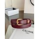 Top AAAAA Replica Celine Vivienne Medium Belt 25mm Natural Calfskin Burgundy Clone Cheap