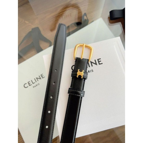 Top AAAAA Replica Celine Vivienne Medium Belt 25mm Natural Calfskin Black Clone Cheap