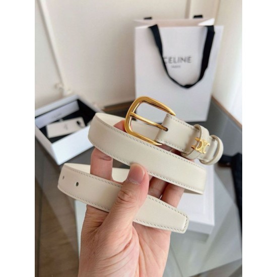 Top AAAAA Replica Celine Vivienne Medium Belt 25mm White Natural Calfskin Clone Cheap
