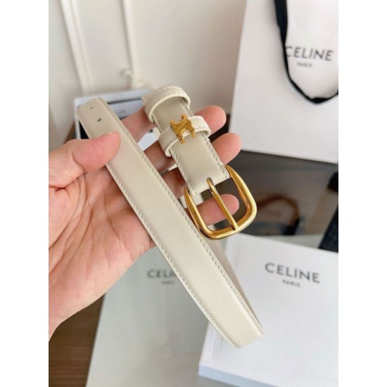 Top AAAAA Replica Celine Vivienne Medium Belt 25mm White Natural Calfskin Clone Cheap