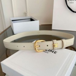Top AAAAA Replica Celine Vivienne Medium Belt 25mm White Natural Calfskin Clone Cheap