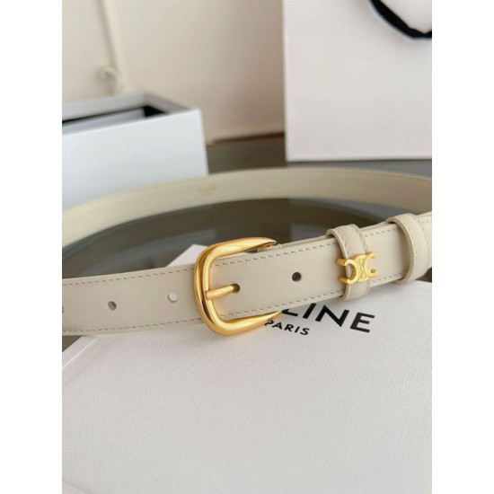 Top AAAAA Replica Celine Vivienne Medium Belt 25mm White Natural Calfskin Clone Cheap