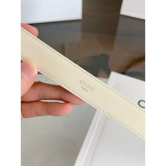 Top AAAAA Replica Celine Vivienne Medium Belt 25mm White Natural Calfskin Clone Cheap