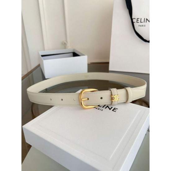 Top AAAAA Replica Celine Vivienne Medium Belt 25mm White Natural Calfskin Clone Cheap