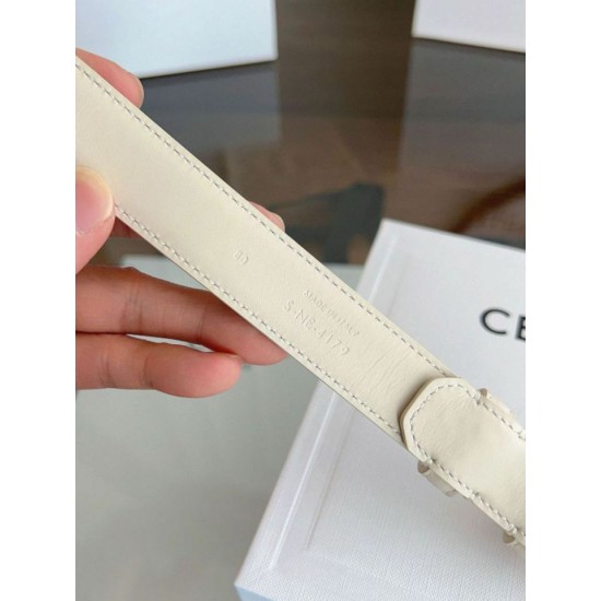 Top AAAAA Replica Celine Vivienne Medium Belt 25mm White Natural Calfskin Clone Cheap