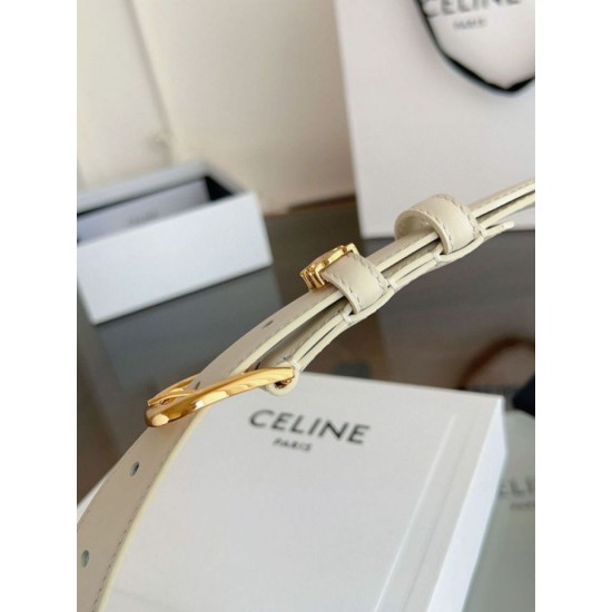 Top AAAAA Replica Celine Vivienne Medium Belt 25mm White Natural Calfskin Clone Cheap
