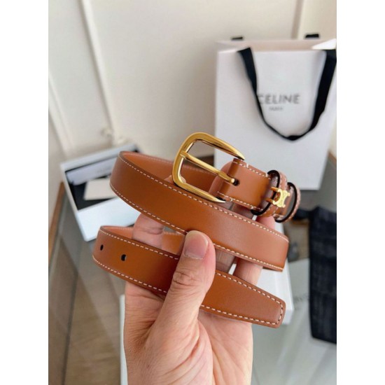 Top AAAAA Replica Celine Vivienne Medium Belt 25mm Brown Natural Calfskin Clone Cheap
