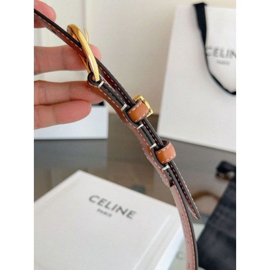 Top AAAAA Replica Celine Vivienne Medium Belt 25mm Brown Natural Calfskin Clone Cheap