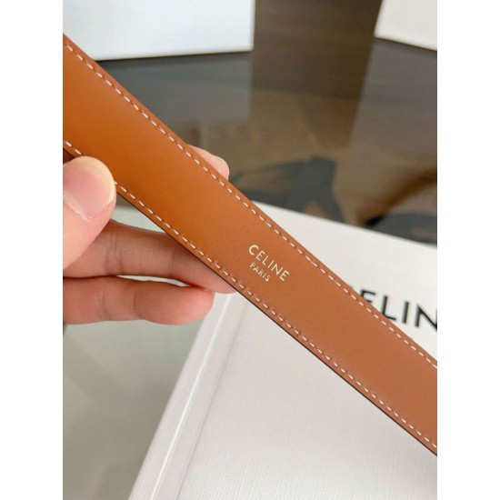 Top AAAAA Replica Celine Vivienne Medium Belt 25mm Brown Natural Calfskin Clone Cheap