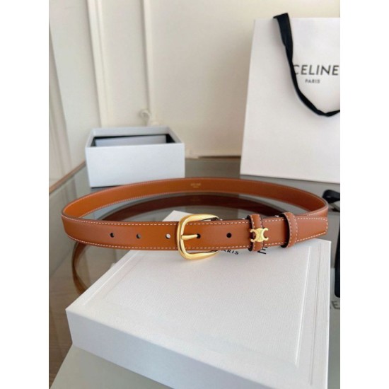 Top AAAAA Replica Celine Vivienne Medium Belt 25mm Brown Natural Calfskin Clone Cheap