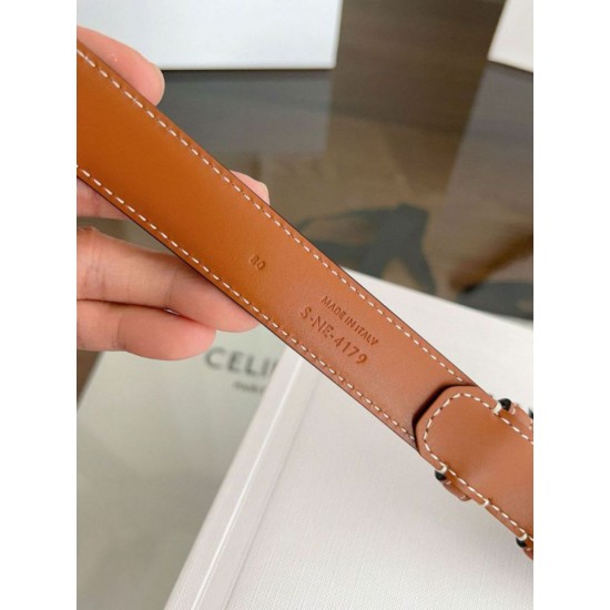 Top AAAAA Replica Celine Vivienne Medium Belt 25mm Brown Natural Calfskin Clone Cheap