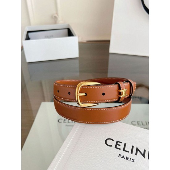 Top AAAAA Replica Celine Vivienne Medium Belt 25mm Brown Natural Calfskin Clone Cheap