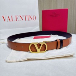 Top AAAAA Replica Valentino Garavani Reversible Belt with VLogo 30mm Brown/Black Clone Cheap