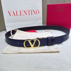 Top AAAAA Replica Valentino Garavani Reversible Belt with VLogo 30mm Blue/Black Clone Cheap