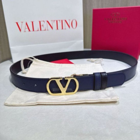 Top AAAAA Replica Valentino Garavani Reversible Belt with VLogo 30mm Blue/Black Clone Cheap
