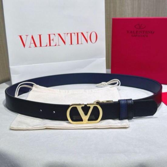 Top AAAAA Replica Valentino Garavani Reversible Belt with VLogo 30mm Blue/Black Clone Cheap