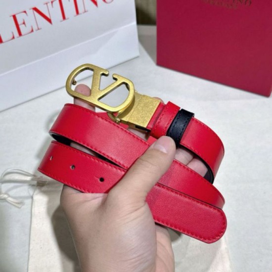 Top AAAAA Replica Valentino Garavani Reversible Belt with VLogo 30mm Red/Black Clone Cheap