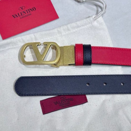 Top AAAAA Replica Valentino Garavani Reversible Belt with VLogo 30mm Red/Black Clone Cheap