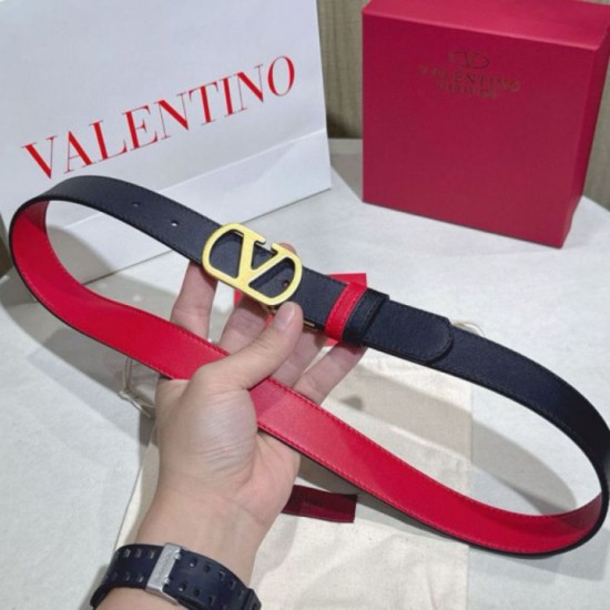 Top AAAAA Replica Valentino Garavani Reversible Belt with VLogo 30mm Red/Black Clone Cheap