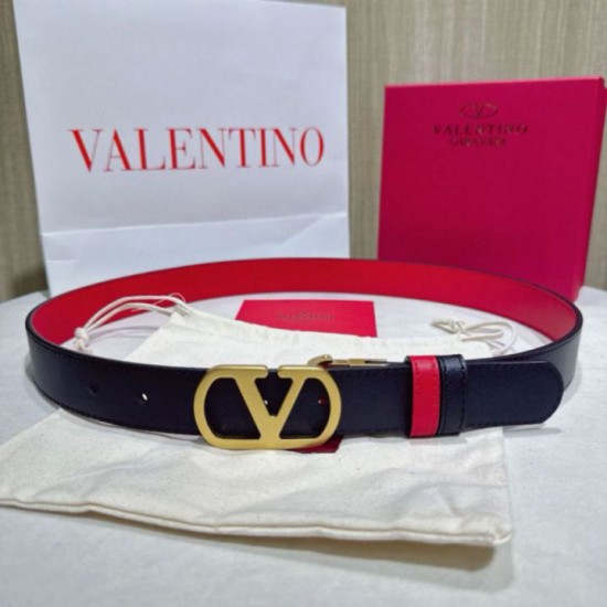 Top AAAAA Replica Valentino Garavani Reversible Belt with VLogo 30mm Red/Black Clone Cheap