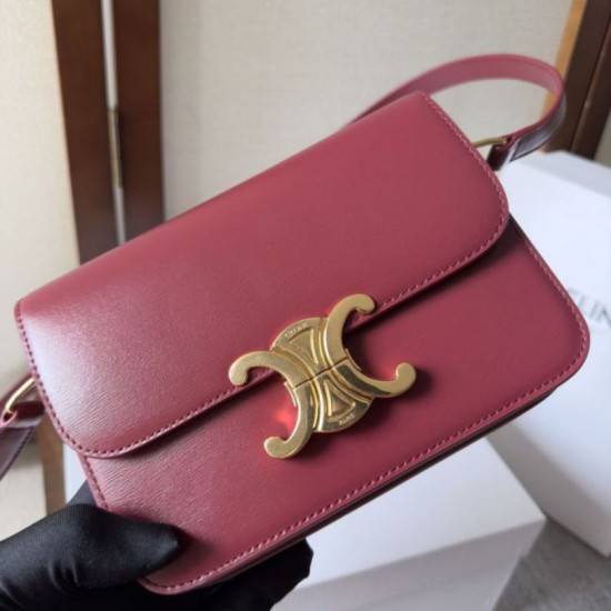 Top AAAAA Replica Celine Teen Triomphe Bag Red Calfskin Clone Cheap
