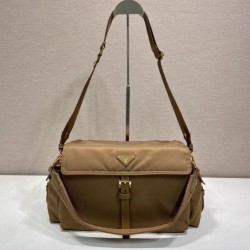 Top AAAAA Replica Prada Explore Large Nappa Leather Flap Bag 1BD391 Brown Clone Cheap