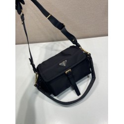Top AAAAA Replica Prada Explore Re-Nylon Medium Flap Bag 1BD394 Black Clone Cheap
