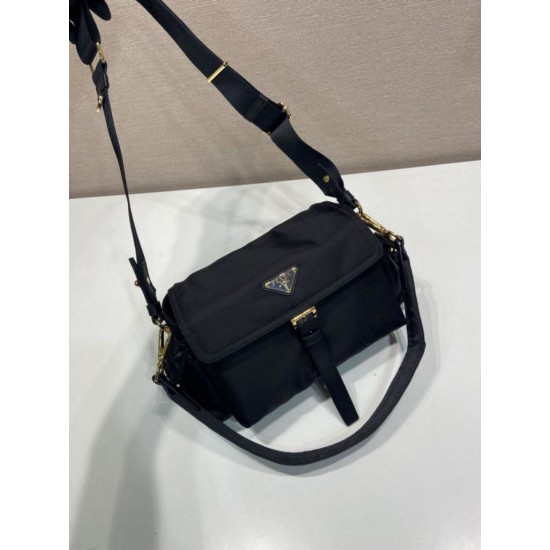 Top AAAAA Replica Prada Explore Re-Nylon Medium Flap Bag 1BD394 Black Clone Cheap