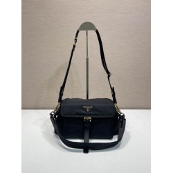 Top AAAAA Replica Prada Explore Re-Nylon Medium Flap Bag 1BD394 Black Clone Cheap