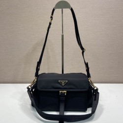 Top AAAAA Replica Prada Explore Re-Nylon Medium Flap Bag 1BD394 Black Clone Cheap