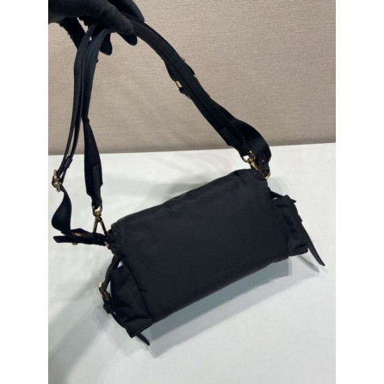 Top AAAAA Replica Prada Explore Re-Nylon Medium Flap Bag 1BD394 Black Clone Cheap