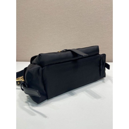Top AAAAA Replica Prada Explore Re-Nylon Medium Flap Bag 1BD394 Black Clone Cheap