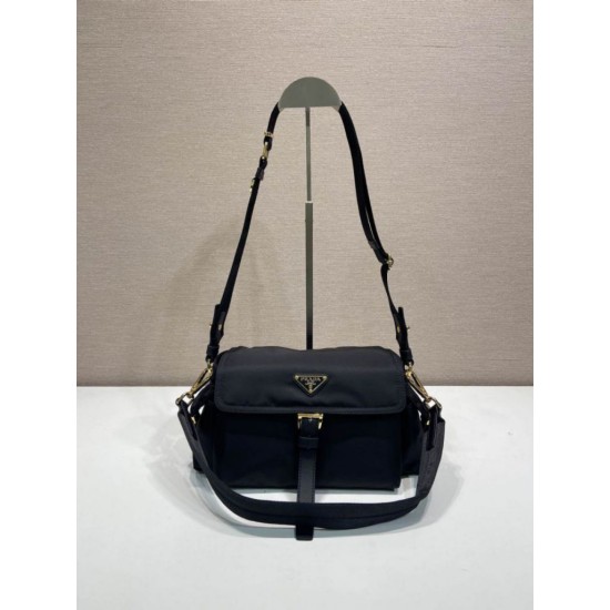 Top AAAAA Replica Prada Explore Re-Nylon Medium Flap Bag 1BD394 Black Clone Cheap