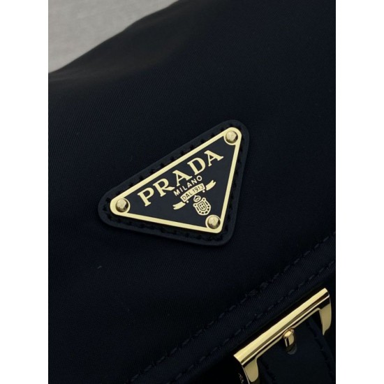 Top AAAAA Replica Prada Explore Re-Nylon Medium Flap Bag 1BD394 Black Clone Cheap