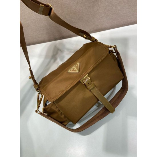 Top AAAAA Replica Prada Explore Re-Nylon Medium Flap Bag 1BD394 Brown Clone Cheap