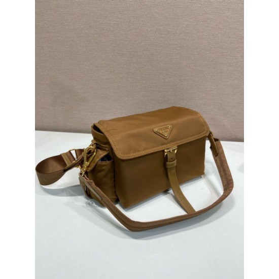 Top AAAAA Replica Prada Explore Re-Nylon Medium Flap Bag 1BD394 Brown Clone Cheap