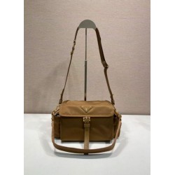 Top AAAAA Replica Prada Explore Re-Nylon Medium Flap Bag 1BD394 Brown Clone Cheap