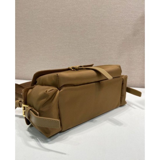 Top AAAAA Replica Prada Explore Re-Nylon Medium Flap Bag 1BD394 Brown Clone Cheap