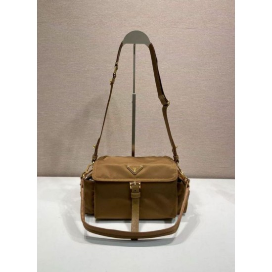 Top AAAAA Replica Prada Explore Re-Nylon Medium Flap Bag 1BD394 Brown Clone Cheap