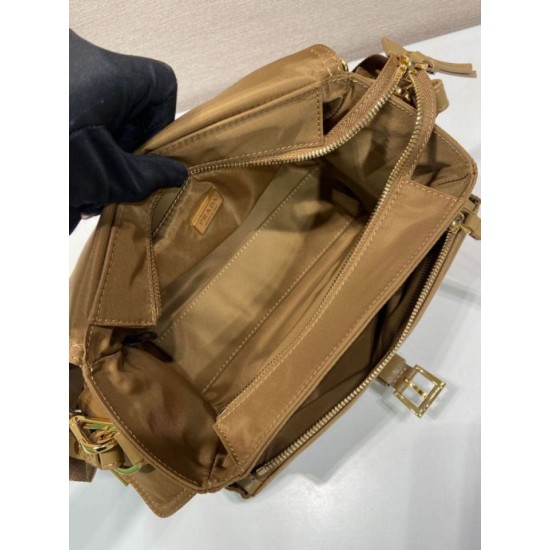 Top AAAAA Replica Prada Explore Re-Nylon Medium Flap Bag 1BD394 Brown Clone Cheap
