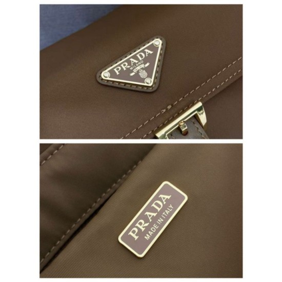 Top AAAAA Replica Prada Explore Re-Nylon Medium Flap Bag 1BD394 Brown Clone Cheap