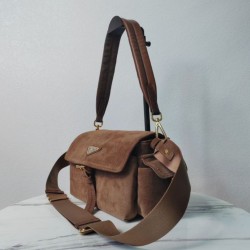 Fake Prada Explore Medium Suede Flap Crossbody Bag Brown Replica Top AAAAA Replica Prada Explore Medium Suede Flap Crossbody Bag Brown Clone Cheap