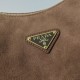 Top AAAAA Replica Prada Explore Medium Suede Flap Crossbody Bag Brown Clone Cheap